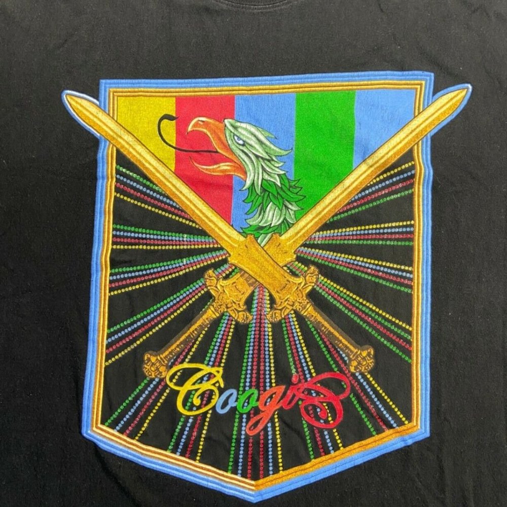COOGI Eagle Bird Swords Crest Men's Black Graphic T Shirt - Size 3XL XXXL